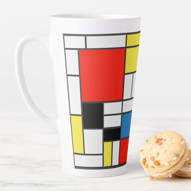 Mondrian De Stijl Art Latte Mug (In Situ)