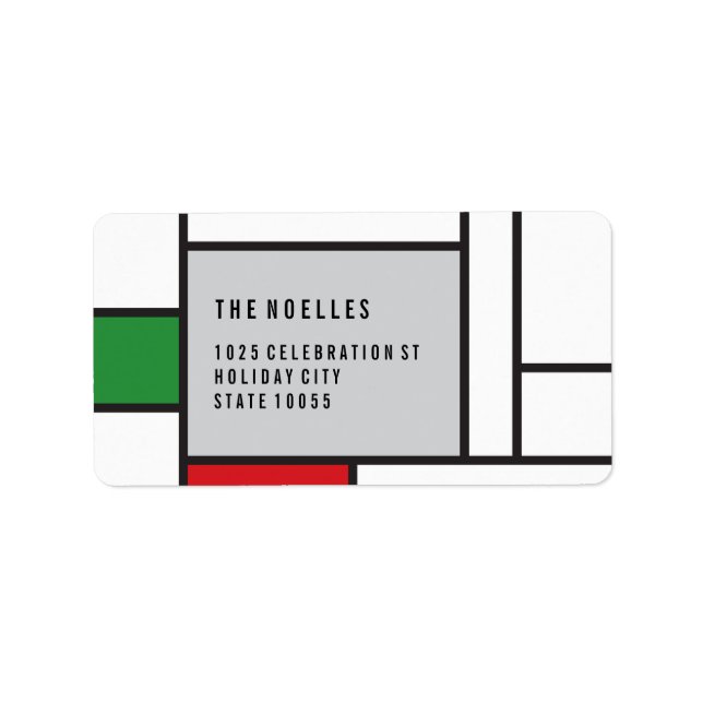 Mondrian De Stijl Art Minimalist Holiday Labels (Front)