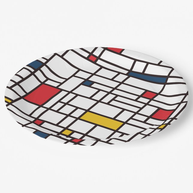 Mondrian De Stijl Paper Plate (Angled)