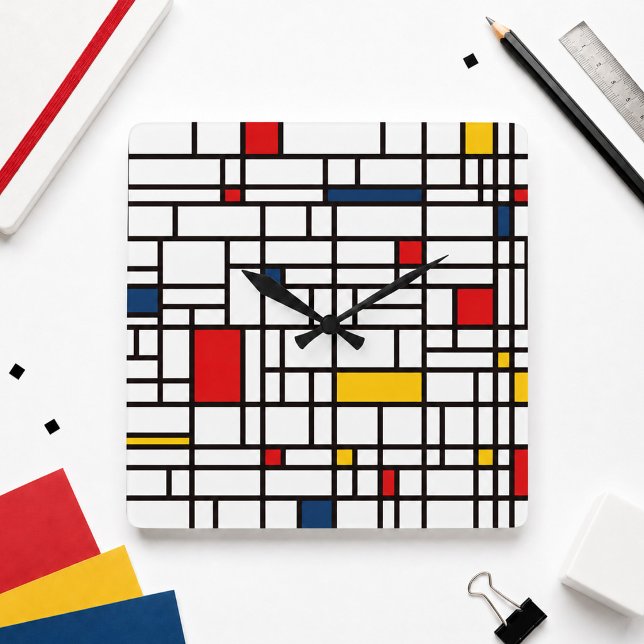 Mondrian De Stijl Square Wall Clock (Creator Uploaded)