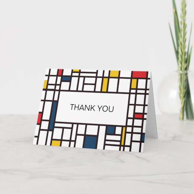 Mondrian De Stijl Thank You Card (Front)
