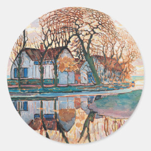 Mondrian, Farm Near Duivendrecht, Classic Round Sticker