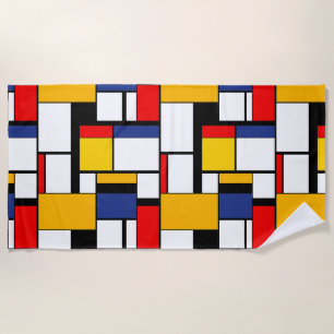 Mondrian Geometric Minimalist Comopsition Modern Beach Towel