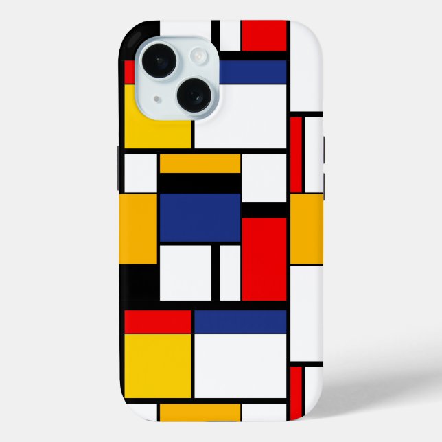Mondrian Geometric Minimalist Comopsition Modern Case-Mate iPhone Case (Back)