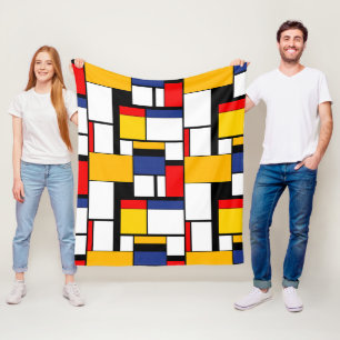 Mondrian Geometric Minimalist Comopsition Modern Fleece Blanket