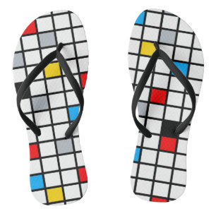 Mondrian Geometric Minimalist Comopsition Modern Flip Flops