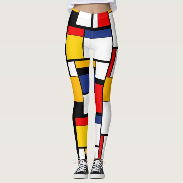 Mondrian Geometric Minimalist Comopsition Modern Leggings (Front)