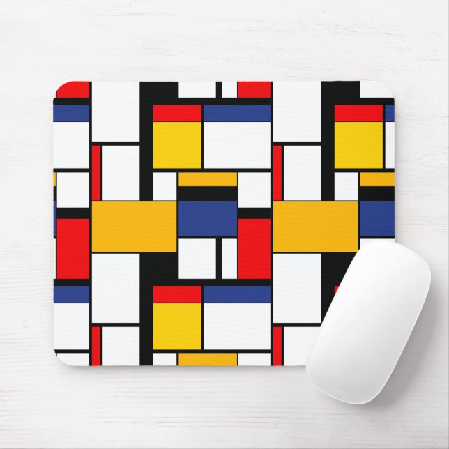 Mondrian Geometric Minimalist Comopsition Modern Mouse Mat (With Mouse)