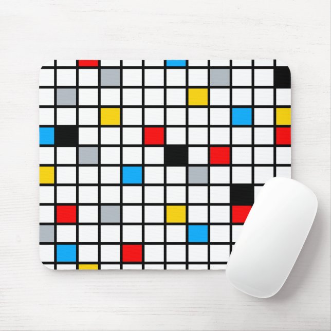 Mondrian Geometric Minimalist Comopsition Modern Mouse Mat (With Mouse)