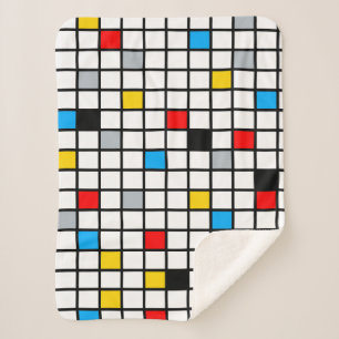 Mondrian Geometric Minimalist Comopsition Modern Sherpa Blanket