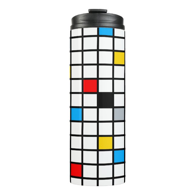 Mondrian Geometric Minimalist Comopsition Modern Thermal Tumbler (Front)