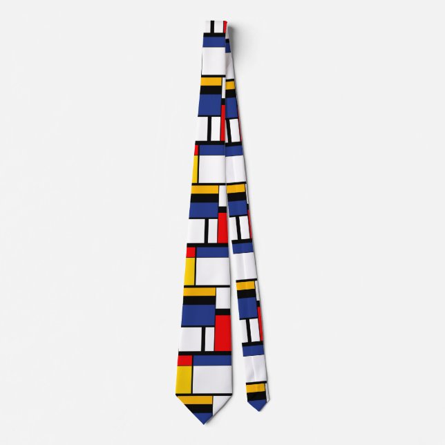 Mondrian Geometric Minimalist Comopsition Modern Tie (Front)