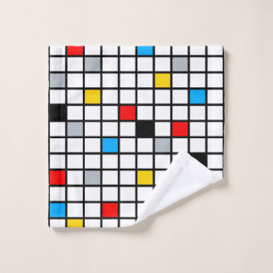 Mondrian Geometric Minimalist Comopsition Modern Wash Cloth