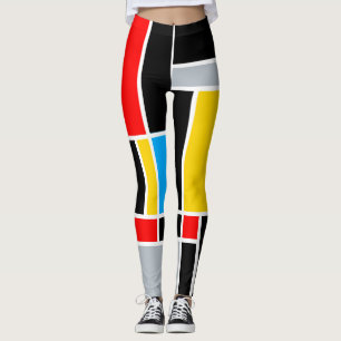 Mondrian geometric primary colour straight lines leggings