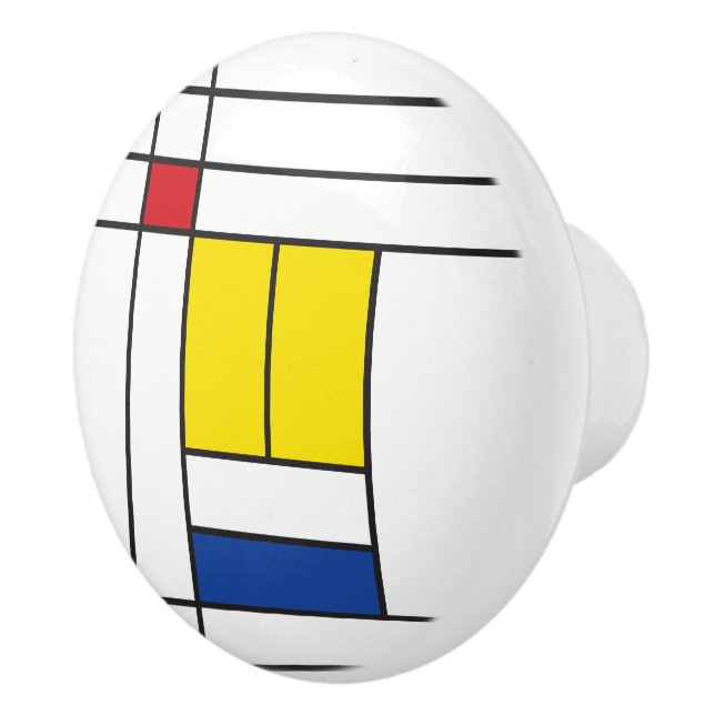 Mondrian II Minimalist De Stijl Modern Art Design Ceramic Knob (Right)