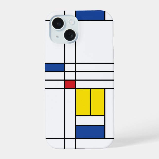 Mondrian II Minimalist De Stijl Modern Art Design iPhone 15 Case (Back)
