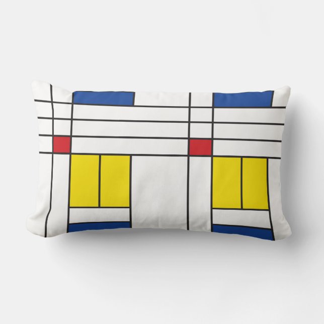 Mondrian II Minimalist De Stijl Modern Art Design Lumbar Cushion (Front)