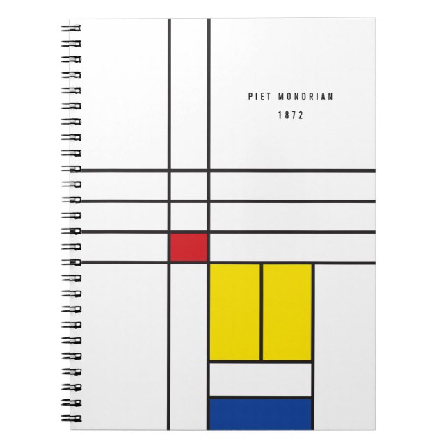 Mondrian II Minimalist De Stijl Modern Art Design Notebook (Front)