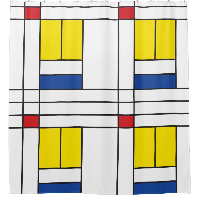 Mondrian II Minimalist De Stijl Modern Art Design Shower Curtain (Front)