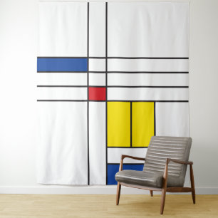 Mondrian II Minimalist De Stijl Modern Art Design Tapestry