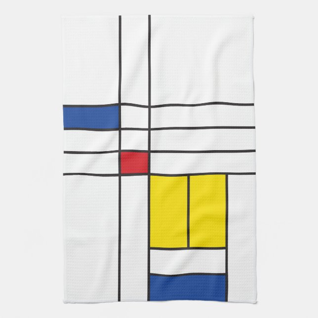 Mondrian II Minimalist De Stijl Modern Art Design Tea Towel (Vertical)