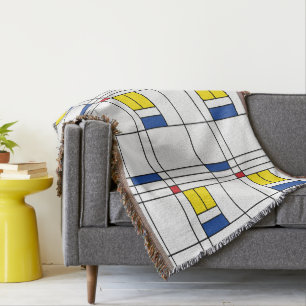 Mondrian II Minimalist De Stijl Modern Art Design Throw Blanket