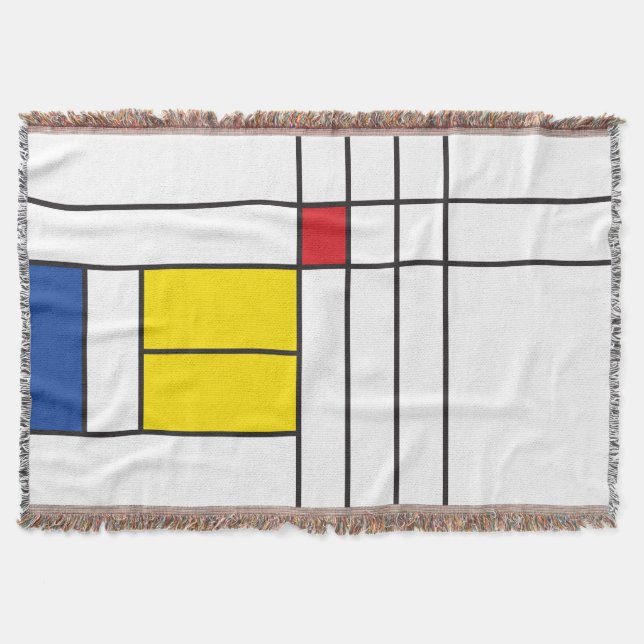 Mondrian II Minimalist De Stijl Modern Art Design Throw Blanket (Front)