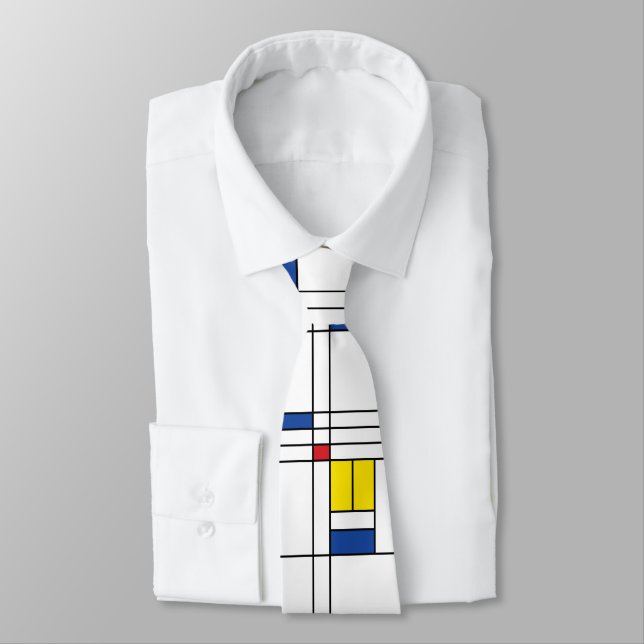 Mondrian II Minimalist De Stijl Modern Art Design Tie (Tied)