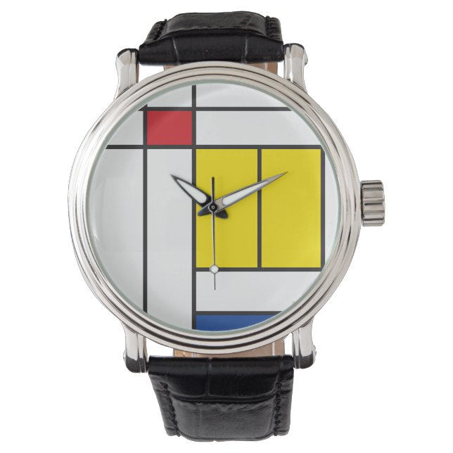 Mondrian II Minimalist De Stijl Modern Art Design Watch (Front)