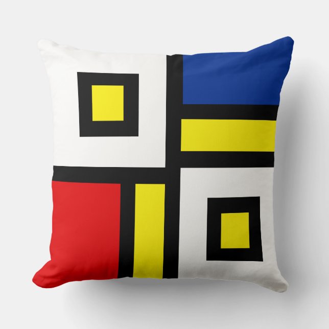 Mondrian Inspired Abstract Art   Cushion (Front)