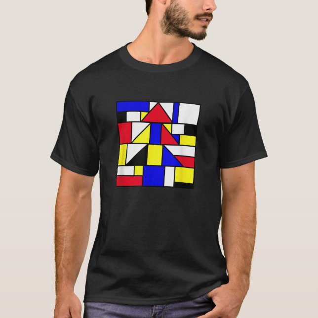 Mondrian inspired abstract primary colors geometri T-Shirt (Front)