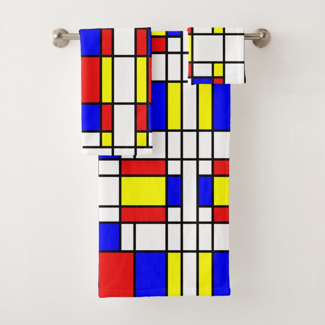 Mondrian Inspired Bath Towel Set (Insitu)