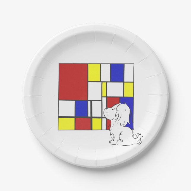 Mondrian Inspired Chamomile Paper Plate (Front)