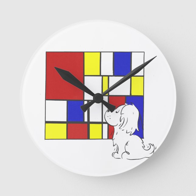 Mondrian Inspired Chamomile Round Clock (Front)