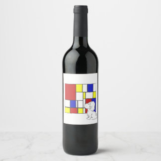 Mondrian Inspired Chamomile Wine Label