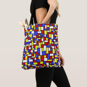 Mondrian Inspired Doodle Tote Bag