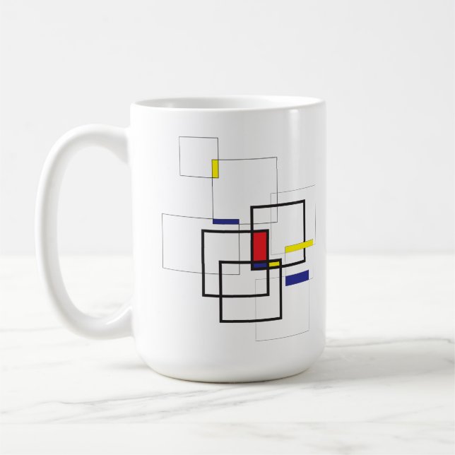 Mondrian Inspired Geometric Composition Coffee Mug (Left)