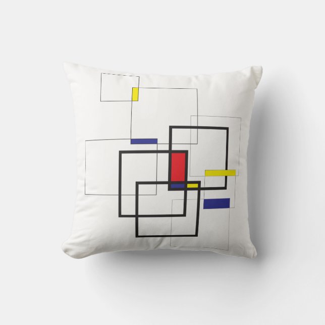 Mondrian Inspired Geometric Composition Cushion (Front)