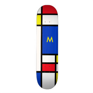 Mondrian Inspired Geometrical Design Abstract Art Skateboard