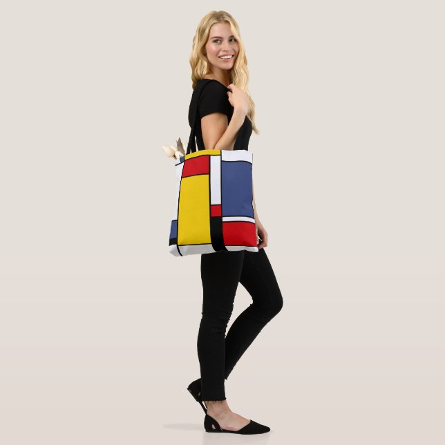 Mondrian Inspired Modern Geometric Style Art Tote Bag (On Model)