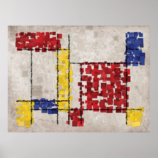 Mondrian Inspired Squares Poster (Front)