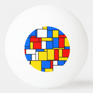 Mondrian Inspired Style Red Blue Yellow Pattern Ping Pong Ball