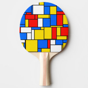 Mondrian Inspired Style Red Blue Yellow Pattern Ping Pong Paddle