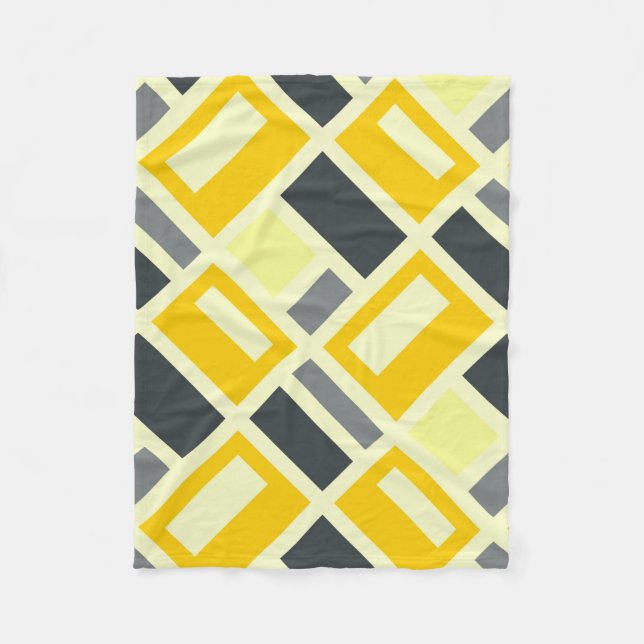 MONDRIAN INSPIRED - YELLOW & GREY FLEECE BLANKET (Front)