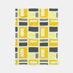 MONDRIAN INSPIRED - YELLOW & GREY FLEECE BLANKET