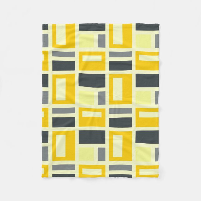 MONDRIAN INSPIRED - YELLOW & GREY FLEECE BLANKET (Front)