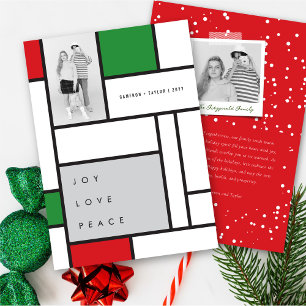 Mondrian Joy Minimalist Colour Blocks Modern Photo Holiday Card