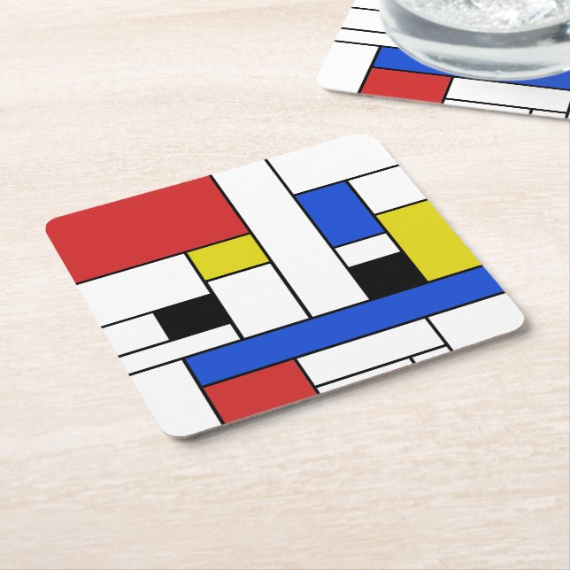 Mondrian Lines Square Coasters (Angled)