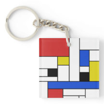 Mondrian Lines Square (double-sided) Keychain