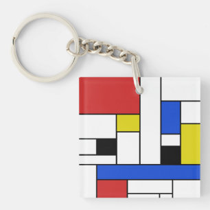 Mondrian Lines Square (double-sided) Keychain